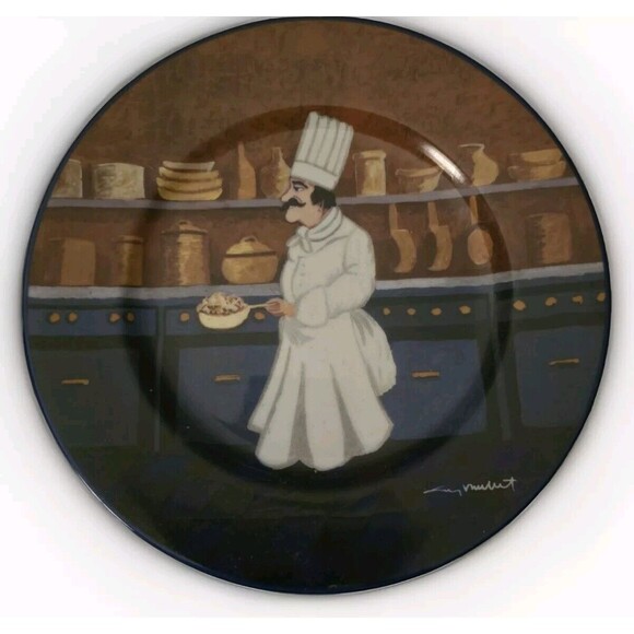 Guy Buffet Williams Sonoma Le Chefs in the Kitchen Salad Plate Set of 6 - Picture 4 of 11